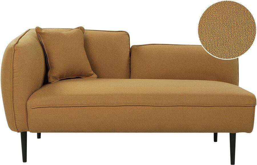Beliani -CHEVANNES-Chaise longue-Mosterdgeel-Linkszijdig-Bouclé