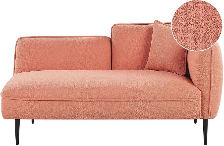 Beliani Chaise longue bouclé roze rechtszijdig CHEVANNES