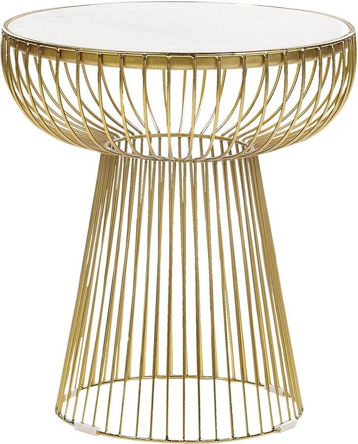 Beliani Bijzettafel wit marmer goud CHEYNES