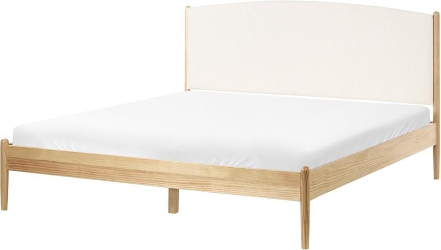 Beliani CLAIRAC Tweepersoonsbed Lichtbruin 160 x 200 cm Grenenhout