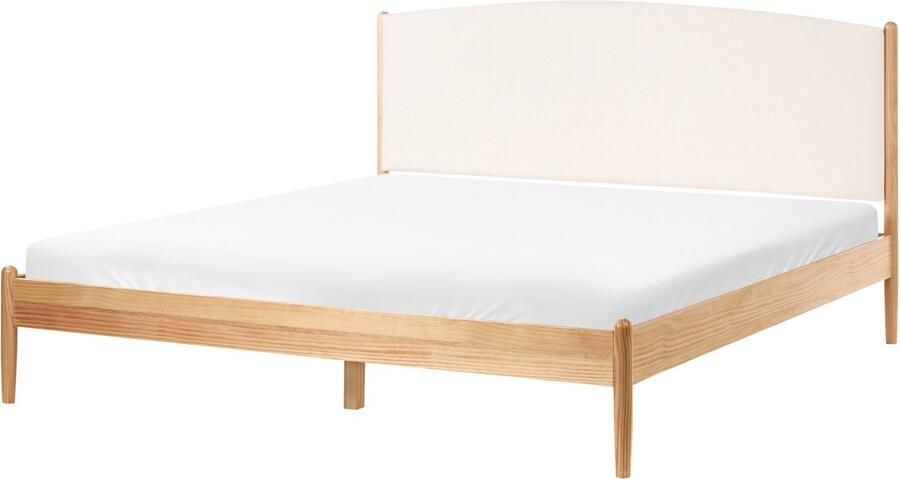 Beliani CLAIRAC Tweepersoonsbed Lichtbruin 180 x 200 cm Grenenhout