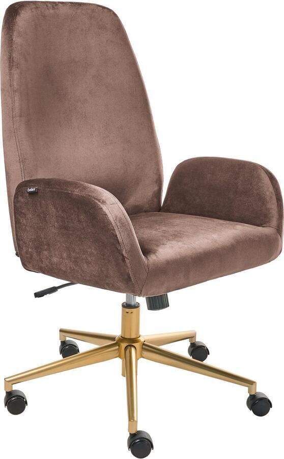 Beliani CLARE Bureaustoel Bruin Fluweel