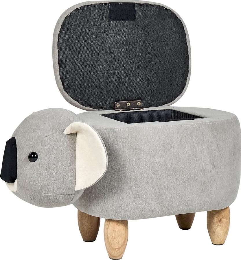 Beliani Dierenpoef met opbergruimte COALA Fluweel Lichtgrijs
