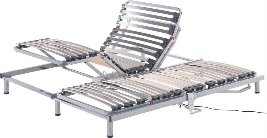 Beliani Set van 2 elektrische verstelbare bedframes COMFORT 180 x 200 cm Zilver