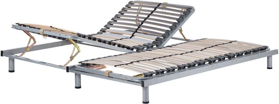 Beliani Set van 2 handmatig verstelbare bedframes COMFORT 180 x 200 cm Zilver