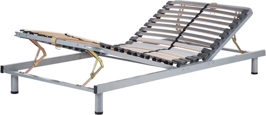 Beliani Handmatig verstelbaar bedframe COMFORT 90 x 200 cm Zilver - Foto 1