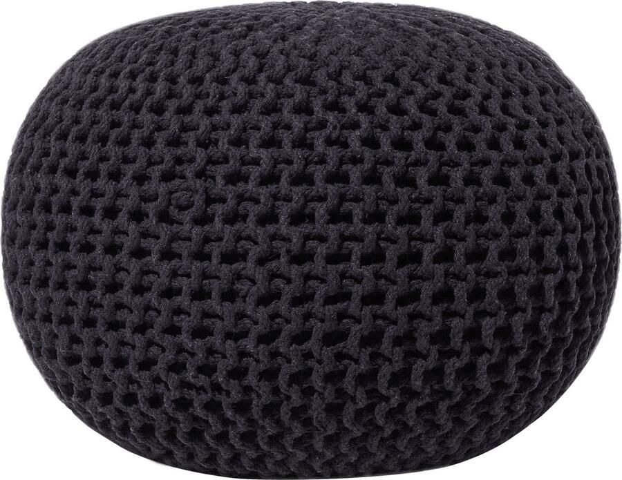 Beliani Poef CONRAD Katoen Zwart 50 cm 50 cm 35 cm