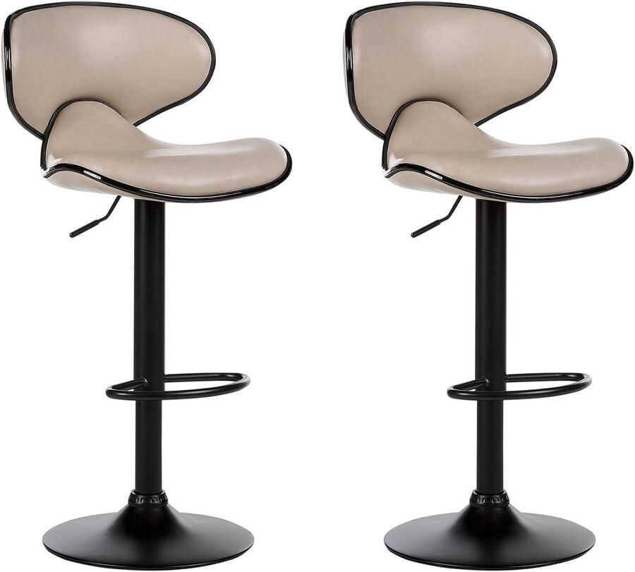 Beliani CONWAY II Barkruk set van 2 Lichtbeige Kunstleer