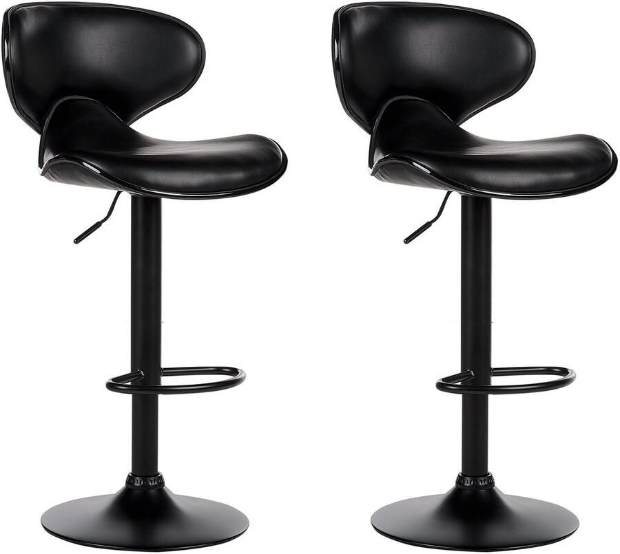 Beliani CONWAY II Barkruk set van 2 Zwart Kunstleer