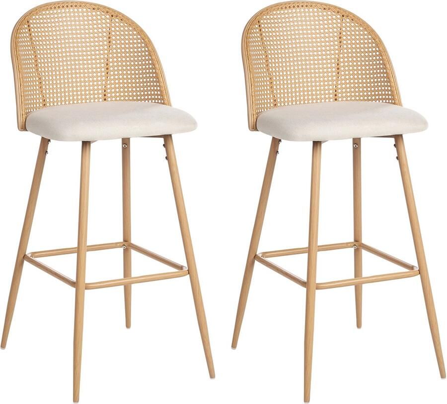 Beliani CORNELL Barkruk set van 2 Lichthout IJzer