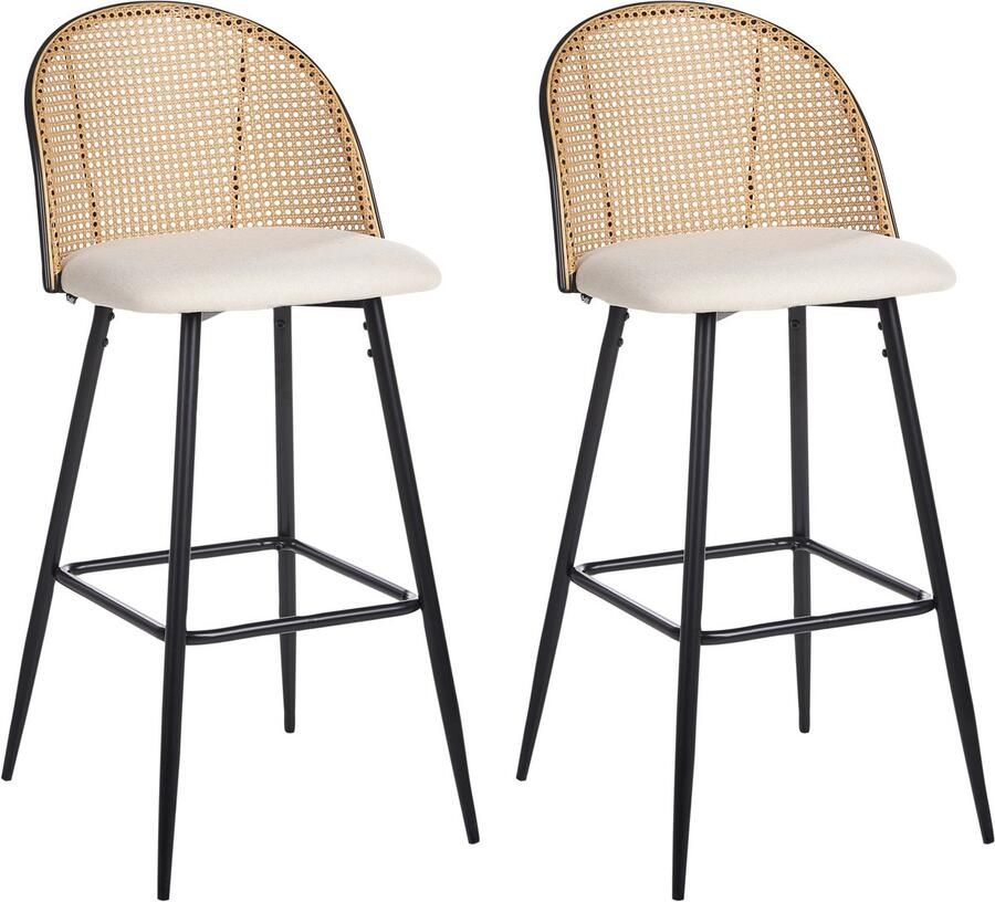 Beliani CORNELL Barkruk set van 2 Zwart Crème IJzer