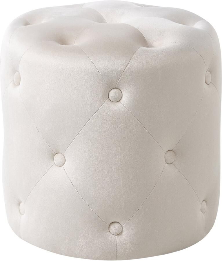 Beliani Poef COROLLA Fluweel Lichtbeige 40 cm 40 cm 40 cm