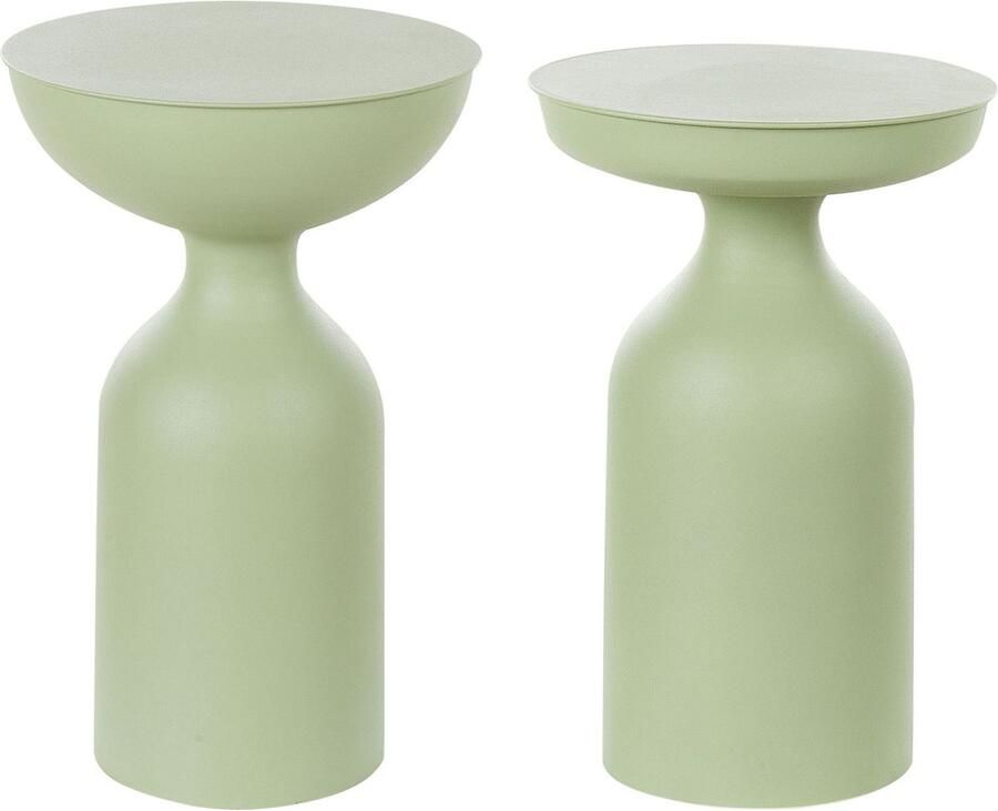 Beliani COTA TENJO Bijzettafel set van 2 Lichtgroen Metaal
