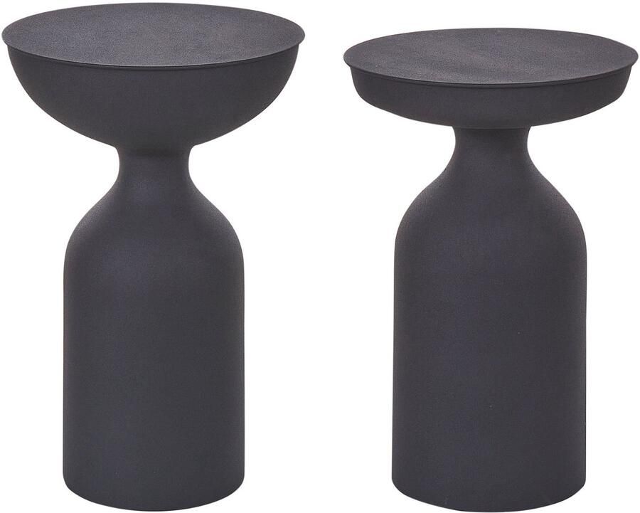 Beliani COTA TENJO Bijzettafel set van 2 Zwart Metaal