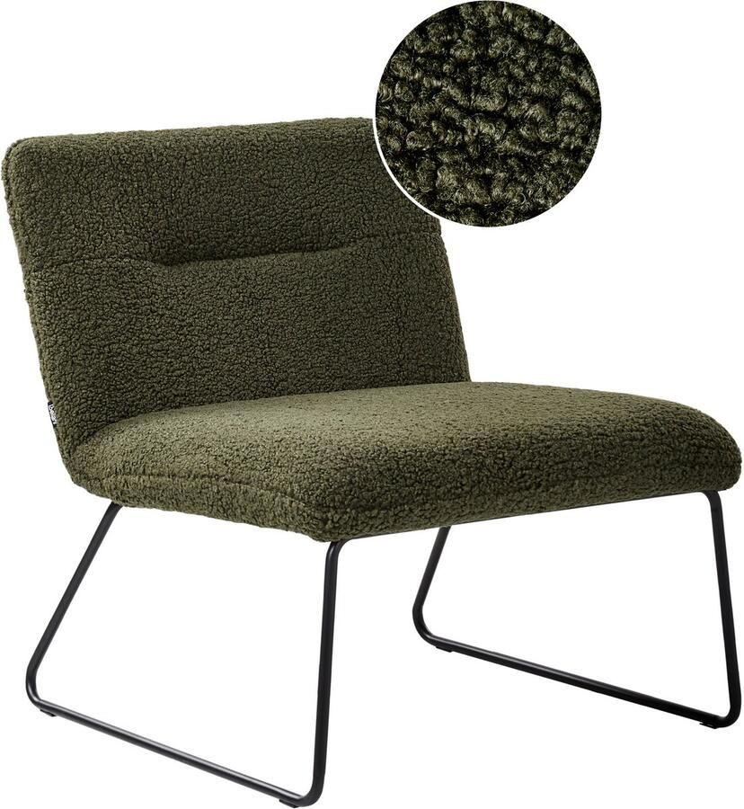 Beliani Fauteuil COTULLA Bouclé Donkergroen