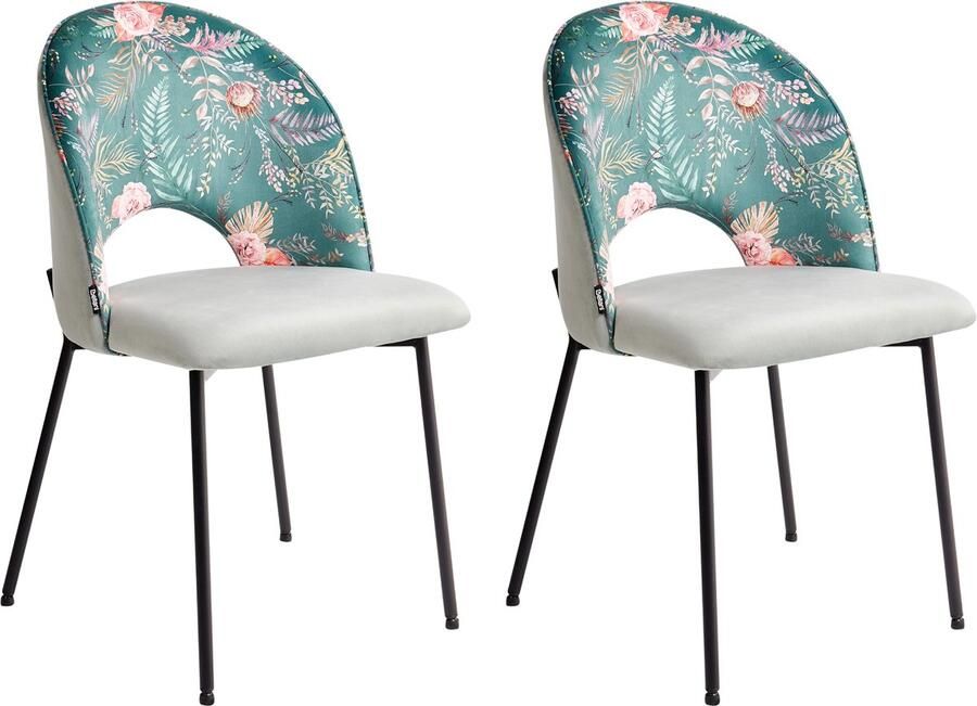 Beliani Set van 2 eetkamerstoelen COVELO Fluweel Mintgroen