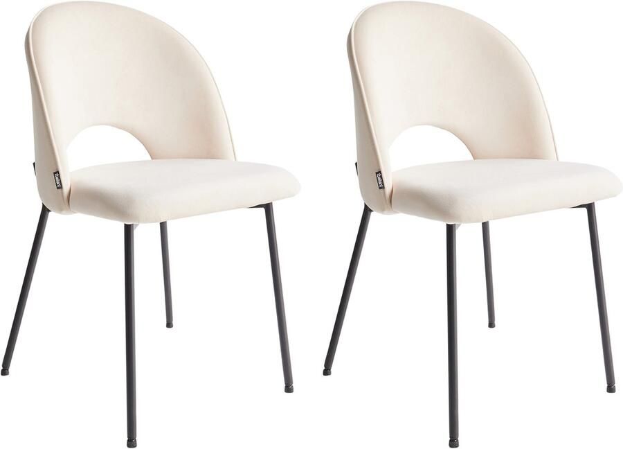 Beliani COVELO Eetkamerstoel set van 2 Lichtbeige Polyester