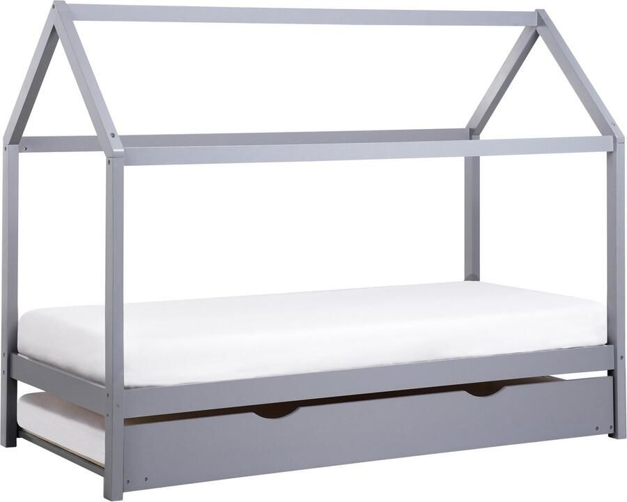 Beliani Kinderonderschuifbed Dennenhout CRILLON 90 x 200 cm Grijs