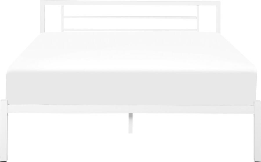 Beliani CUSSET Tweepersoonsbed Wit 140 x 200 cm Metaal