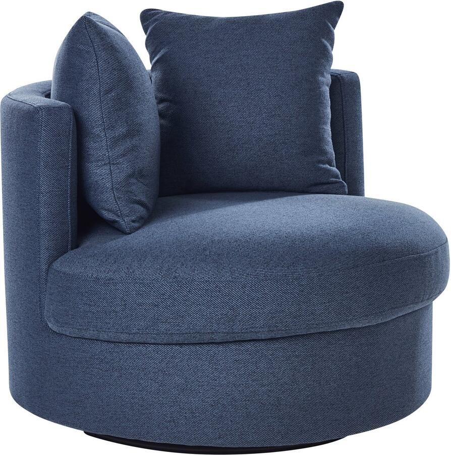 Beliani Draaifauteuil DALBY Stof Donkerblauw