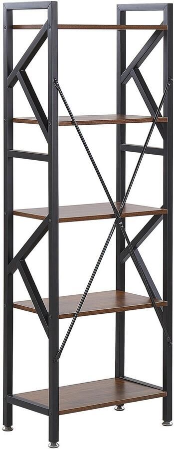 Beliani DALE 5 Tier Bookcase Donkere houtkleur Vezelplaat