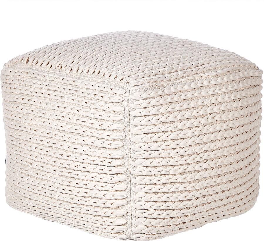 Beliani Poef DAMAN Katoen Lichtbeige 50 cm 50 cm 35 cm - Foto 2