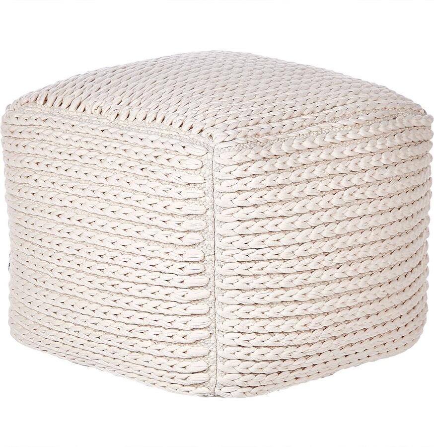 Beliani Poef DAMAN Katoen Lichtbeige 50 cm 50 cm 35 cm