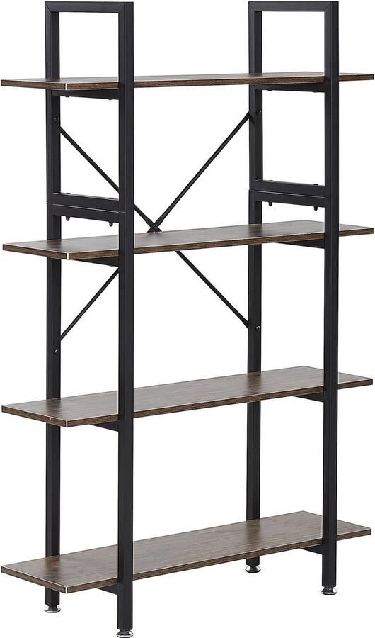 Beliani DARBY 4 Tier Bookcase Donkere houtkleur Vezelplaat - Foto 2