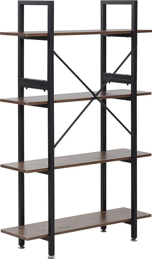 Beliani DARBY 4 Tier Bookcase Donkere houtkleur Vezelplaat - Foto 3