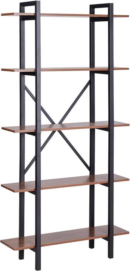 Beliani Boekenkast met 5 planken DARBY 180 cm Donkerbruin