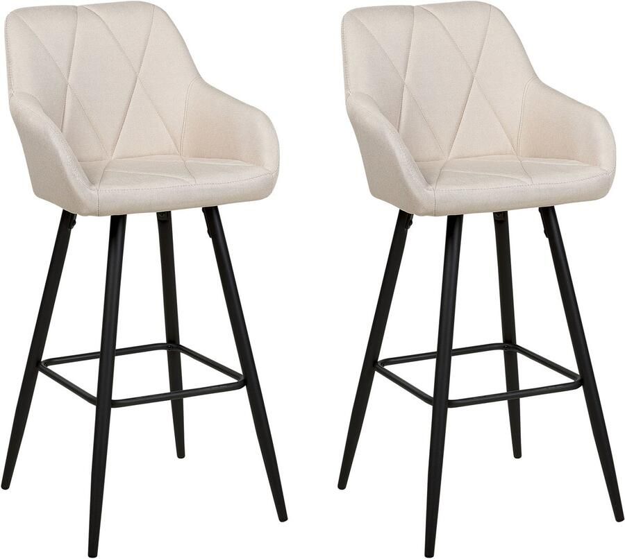 Beliani DARIEN Barkruk set van 2 Lichtbeige Polyester