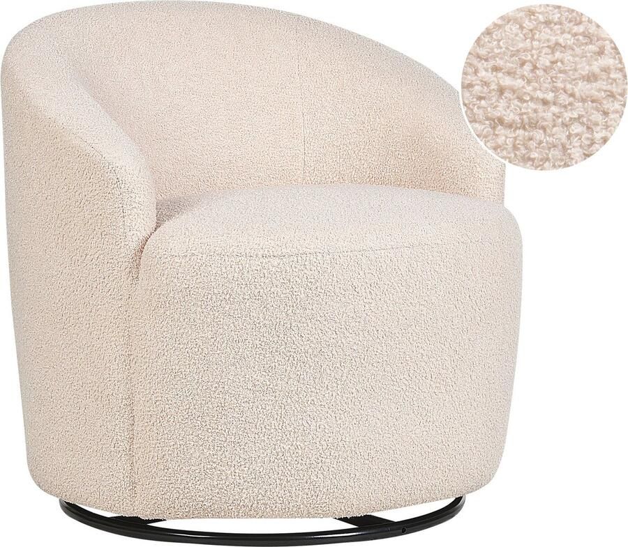 Beliani DAVIK Fauteuil Beige Zwart Polyester