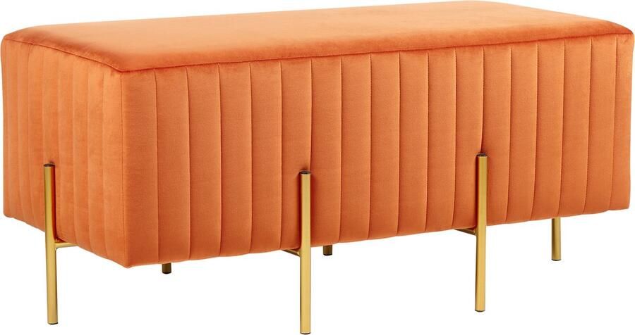 Beliani DAYTON Voetenbankje Oranje Fluweel