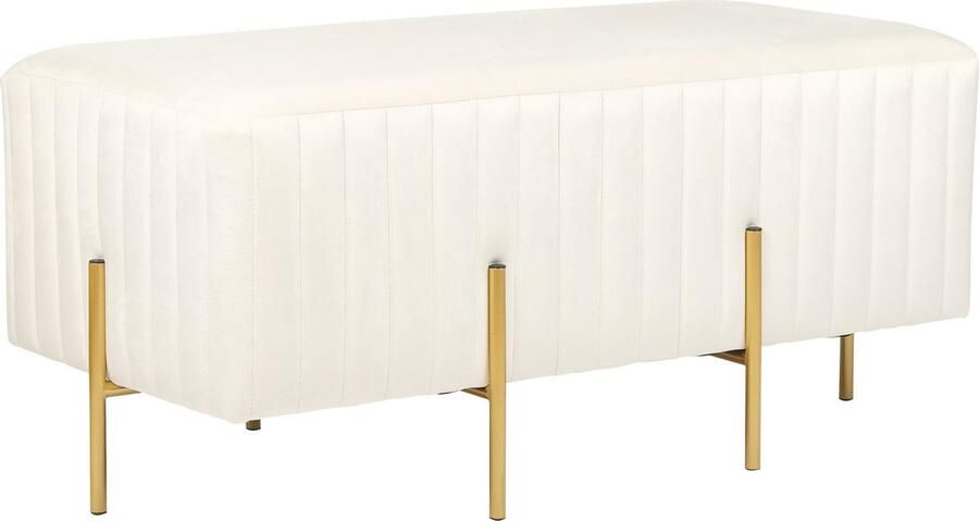 Beliani DAYTON Voetenbankje Off-white Fluweel