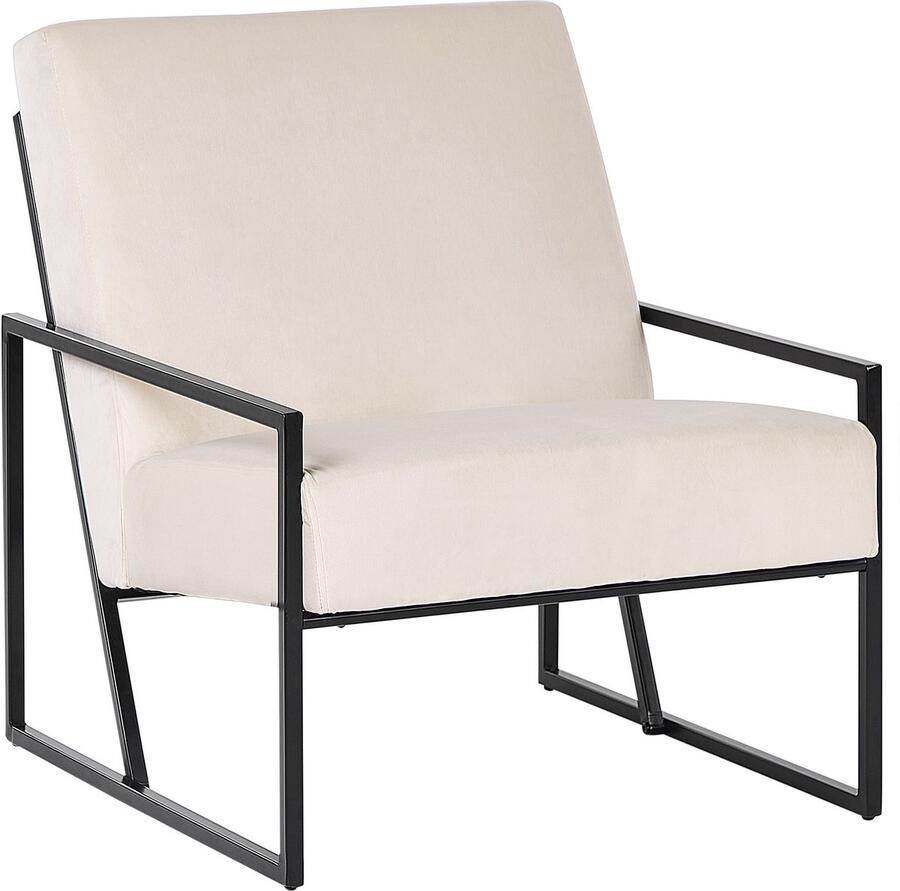 Beliani DELARY Fauteuil Lichtbeige Fluweel