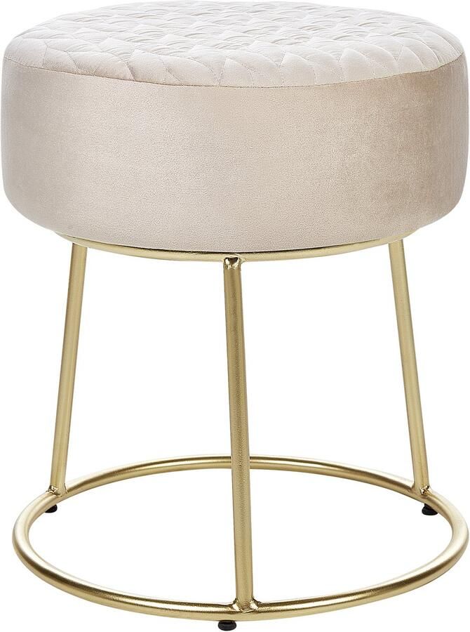 Beliani DELCO Hocker Lichtbeige Fluweel - Foto 1
