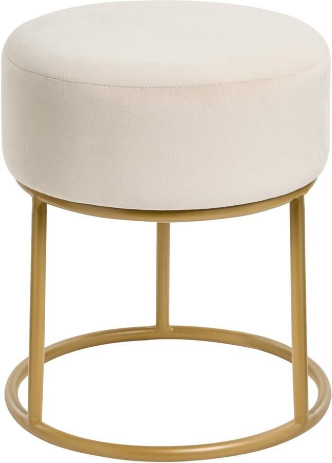 Beliani DELCO Hocker Lichtbeige Fluweel - Foto 2