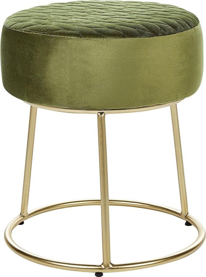 Beliani DELCO Hocker Olijfgroen Fluweel