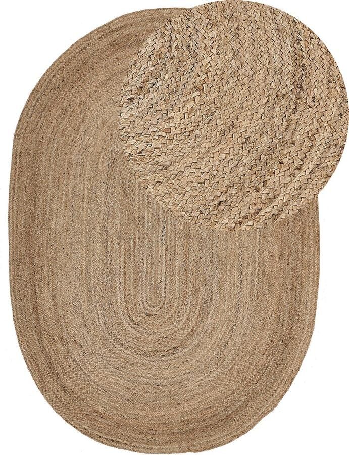 Beliani DEMIRCI Laagpolig vloerkleed Beige 160 x 230 cm Jute