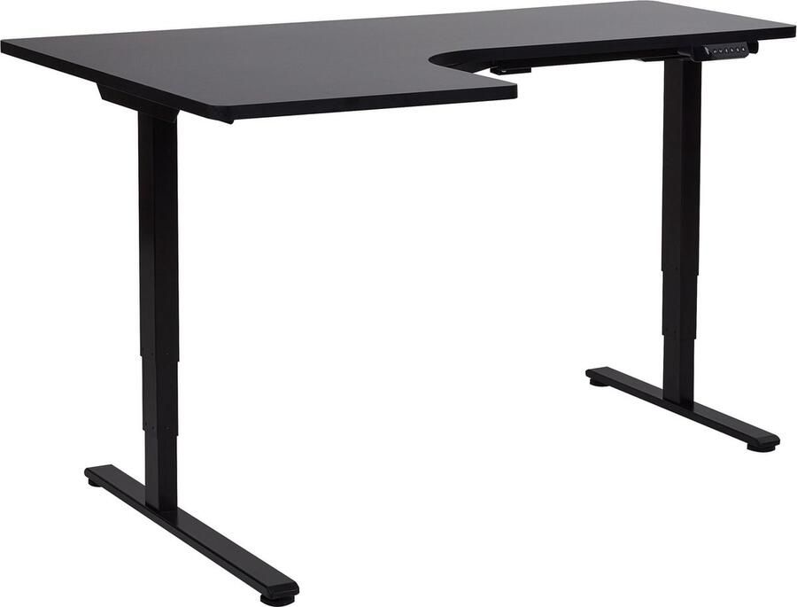 Beliani Elektrisch verstelbaar hoekbureau links DESTINES Zwart 160 cm 109 cm Linkerzijde