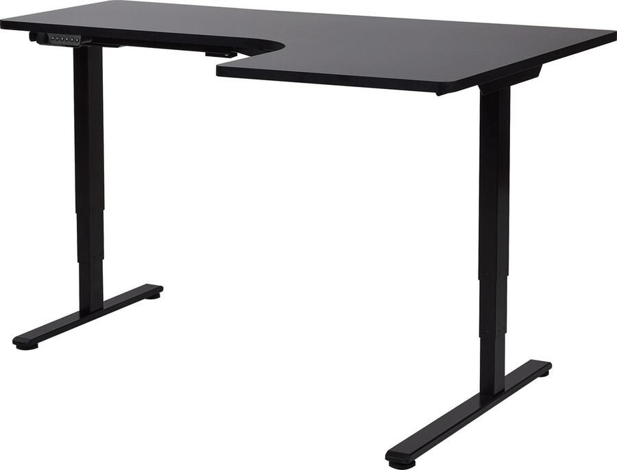Beliani Elektrisch verstelbaar hoekbureau rechts DESTINES Zwart 160 cm 109 cm Rechterzijde