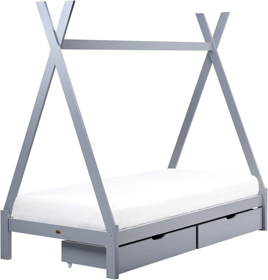 Beliani -DEVAY-Kinderbed met opbergruimte-Grijs-90 x 200 cm-Grenenhout