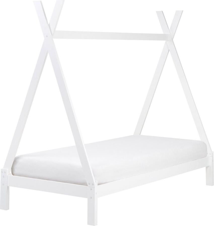 Beliani Kinderbed Tent Dennenhout DEVAY 90 x 200 cm Wit