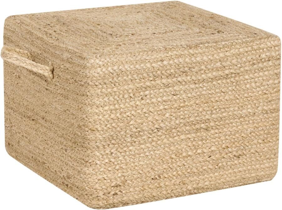 Beliani Poef DHADAR Jute Natuurlijk 45 cm 45 cm 30 cm - Foto 2