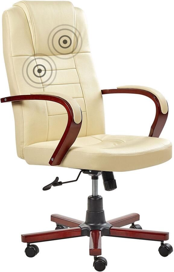 Beliani Massagestoel DIAMOND met verwarming Leer Crème