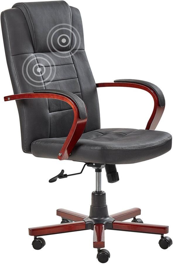 Beliani Massagestoel DIAMOND met verwarming Leer Zwart