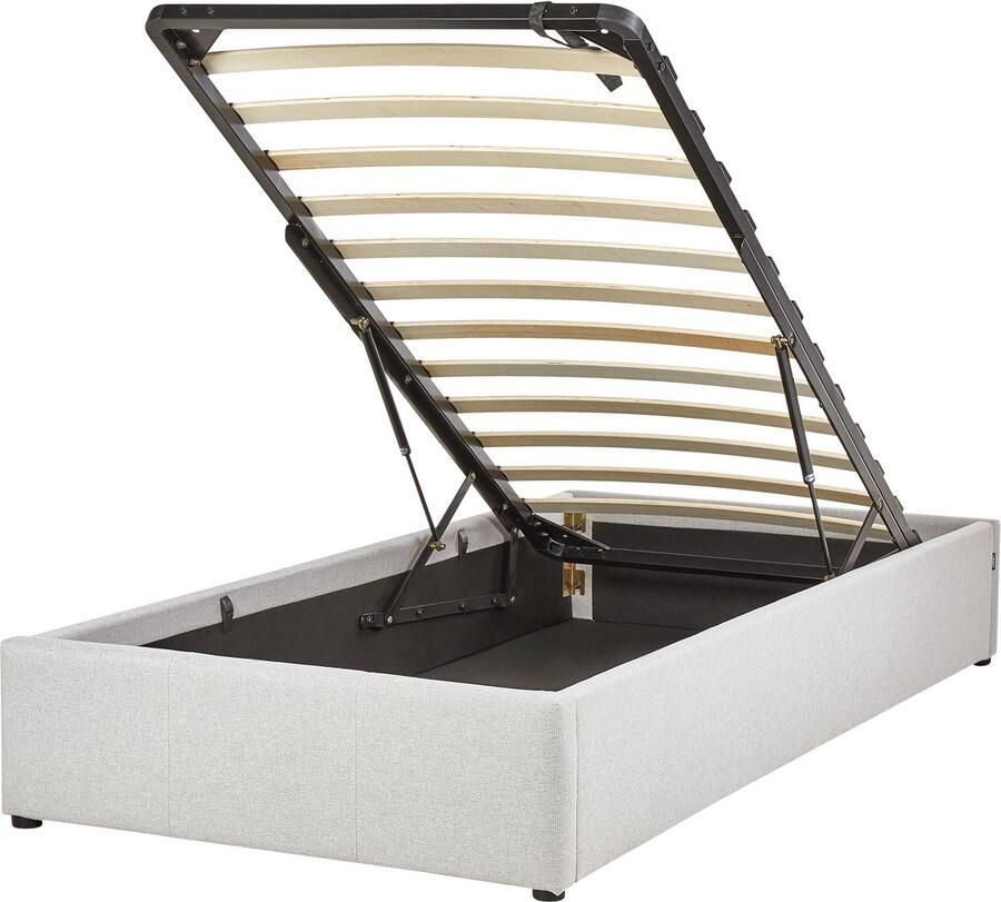 Beliani Opbergbed zonder hoofdbord Stof DINAN 90 x 200 cm Lichtgrijs