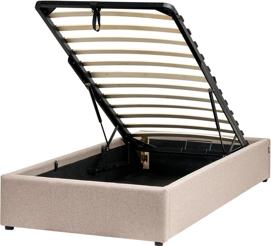 Beliani Opbergbed zonder hoofdbord Stof DINAN 90 x 200 cm Beige
