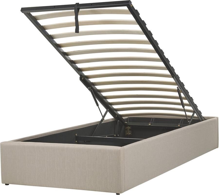Beliani Opbergbed zonder hoofdbord Stof DINAN 90 x 200 cm Beige - Foto 2