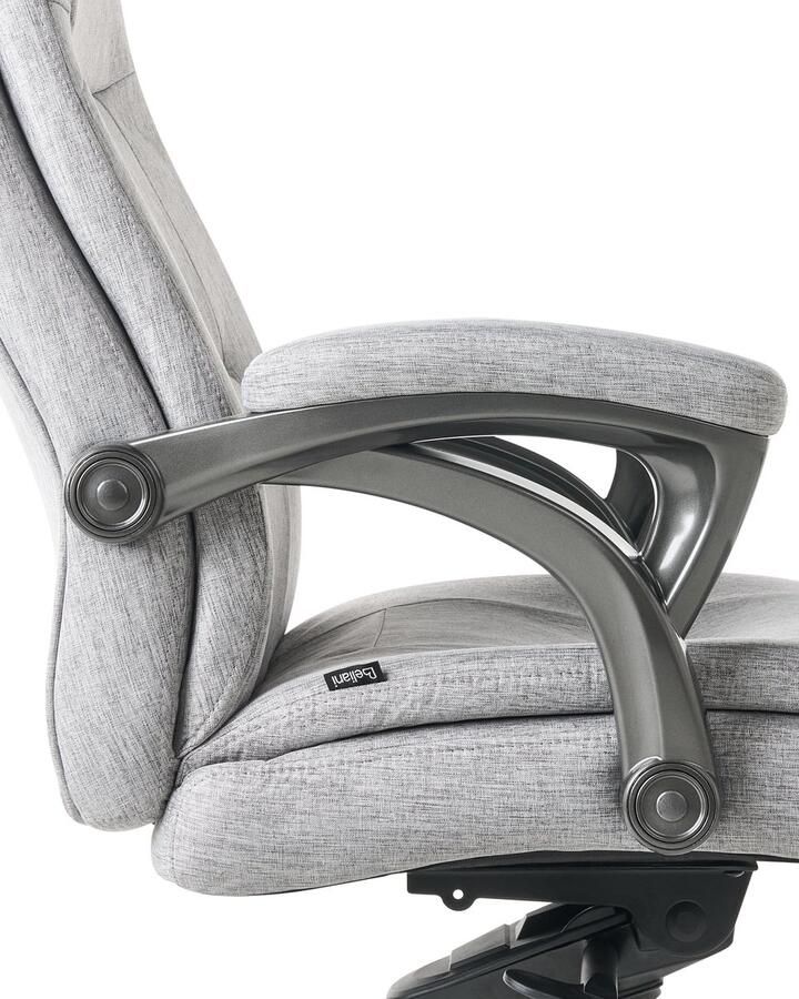 Beliani Directeursstoel Draaibaar MAGNUS Linnen Grijs - Foto 3
